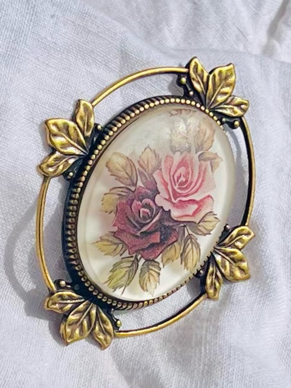 Antique Brass Floral Brooch